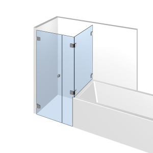 Glasdusche Flamea+ 12-612, 1flg. Duschtür mit Festteil auf/an der Badewanne