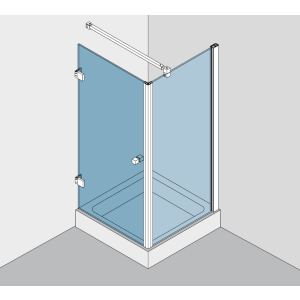 Beschlagset BH 112 Typ 130P, fuer 1 Duschtuer an Wand, DIN links, dazu 90° Festteil befestigt mit Profil, Eckausfuehrung