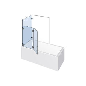 Glasdusche Farfalla 3-614, 2flg. Falt-Duschtür mit 90° Festteil auf der Badewanne