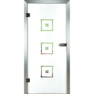 Glastür aus Klarglas mit Motiv Merano