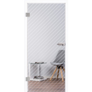 Glastür aus Klarglas mit Motiv Diagonale