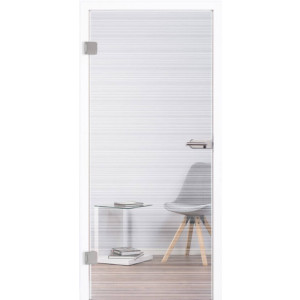 Glastür aus Klarglas mit Motiv Fine Line quer