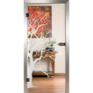 Glastür aus Klarglas mit Motiv Tree