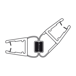 Magnetdichtung 135° für Duschpendeltüren, Glas an Glas, 2.500 mm Länge