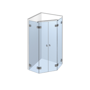 Glasdusche Flinter 8-303, 2flg. Duschtür zwischen 2 Festteilen im Eck