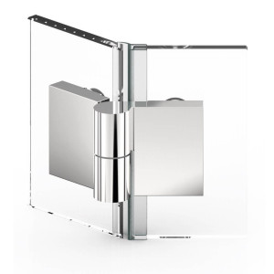 Nivello+ Duschtuerband mit Hebesenk-Technik, Glas-Glas 135° Befestigung, innen glatte Glasflaeche, DIN links
