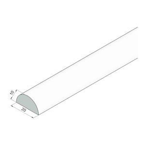 Acryl Halbrundstab als Schwallschutz 10 mm hoch, 20 mm breit zum Aufkleben auf den Boden oder die Duschtasse