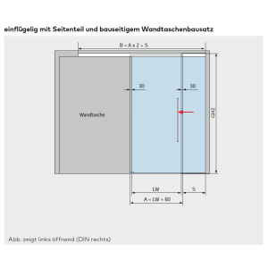 Schiebetürbeschlag MUTO Pocket Set 1flg. mit Festteil für eine Wandtasche