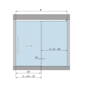 MUTO XL - 80 Profilset fuer einfl. Schiebetuer mit Festteil fuer Decken- Sturzmontage