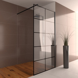 Walk-In Dusche GUBI WI-700-0621 - Ausführung in schwarz mit Digitaldruck in schwarz - Loftcharakter