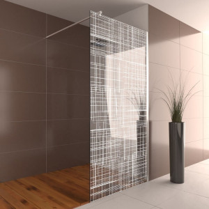 Walk-In Dusche GUBI WI-700-0628 - Ausführung in glanzverchromt mit Digitaldruck Streifen weiss