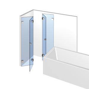 Glasdusche Nivello 11-610, 2 Falt-Duschtüren je 2flg. neben der Badewanne