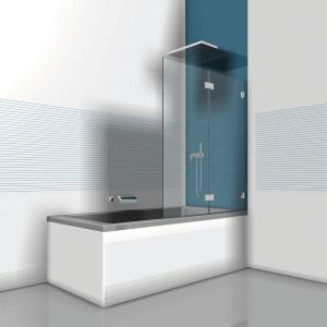 Glasdusche Nivello 11-602, 2flg. Falt-Duschtür auf der Badewanne