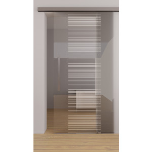 Glasschiebetuer zur Wandmontage Half Lines - Streifendekor mit Active Line