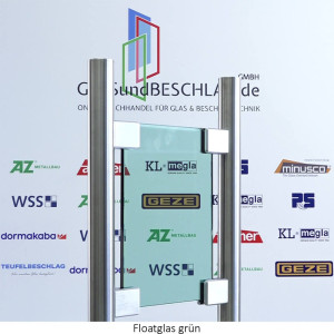 Glaspendeltür Klarglas grün durchgefärbt