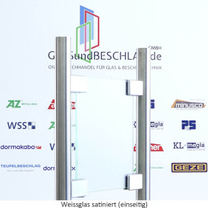 Glaspendeltuer aus satiniertem Weissglas - ohne natuerlichen Gruenschimmer