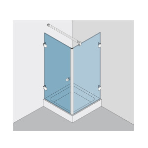 Eckdusche BF 112 Typ 130W - Seitenteil mit Winkelverbindern befestigt