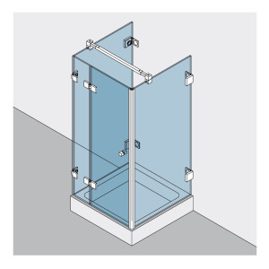 Echtglasdusche in U-Form BF 112 Typ 233P - Winkelbefestigung der Festteile wandseitig