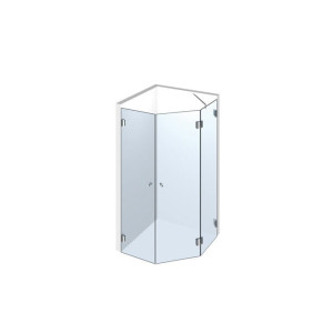 Glasdusche Nivello 11-302, 2flg. Duschtür mit 90° Festteil im Eck