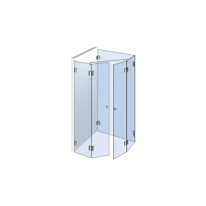 Glasdusche Pontere 1-313, 2flg. Duschtür mit Festteil an einer Wand