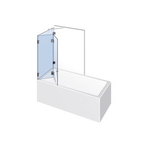 Glasdusche Farfalla 3-613, 2flg. Falt-Duschtür mit Festteil auf der Badewanne