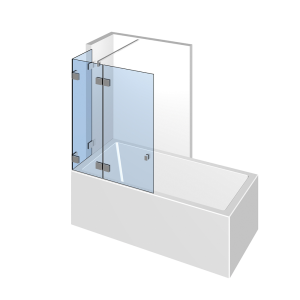 Glasdusche Flamea 7-617, 1flg. Duschtür mit Festteil auf/an der Badewanne