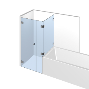 Glasdusche Flamea 7-612, 1flg. Duschtür mit Festteil auf/an der Badewanne