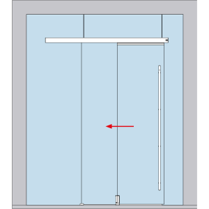 Schiebetuerbeschlag MUTO Telescopic Set 10 - Glas an Glas, DIN rechts, mitfahrende Bodenfuehrung