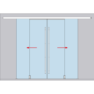 Schiebetuerbeschlag MUTO Telescopic - Wandmontage, 4flg, mitfahrende Bodenfuehrung