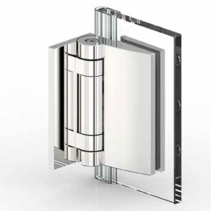TURA Duschtürband Glas an Wand 90°, Laschenbefestigung in Öffnungsrichtung nach aussen, für Duschen und Saunen