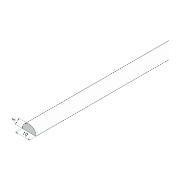 Acryl Halbrundstab als Schwallschutz 5 mm hoch, 10 mm breit zum Aufkleben auf den Boden oder die Duschtasse