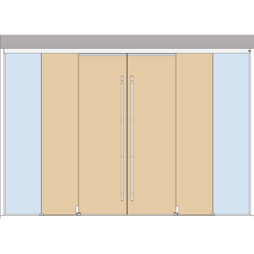 Holzschiebetuerbeschlag MUTO Telescopic - SET 33 mit Festteil, Deckenmontage, 4flg, mitfahrende Bodenfuehrung