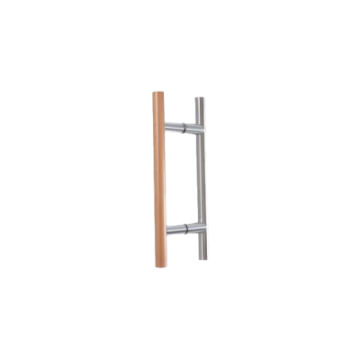 Türgriff aus Holz und Edelstahl Drm. 25 oder 30 mm - Griffbereich rund ab Länge 350 mm