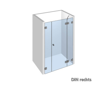 Nischendusche Nivello+ flaechenbuendig Türflügel 180° an Festteil; 2 Festteile; DIN rechts