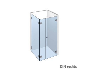 Nivello+ Eckdusche bestehend aus 1 Duschtuer mit 2 Festteilen 90° zueinander stehend;DIN rechts