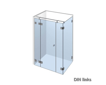 Nivello+ Eckdusche mit flaechenbuendigen Duschbeschlaegen;DIN links