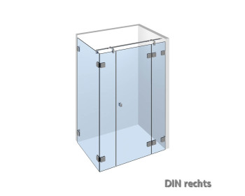 Nivello+ Eckdusche mit flaechenbuendigen Duschbeschlaegen;DIN rechts