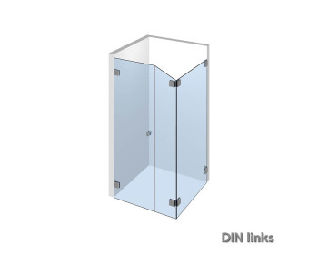 Nivello+ Eckdusche zum Einbau in eine Dachschraege als Komplettdusche mit flaechenbuendigen Duschbeschlaegen;DIN links