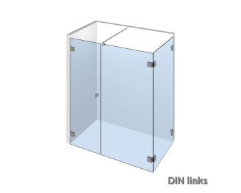 Nivello+ Eckdusche mit wandseitigem Duschtuerfluegel mit 2 Festteilen 90° zueinander stehend;DIN links