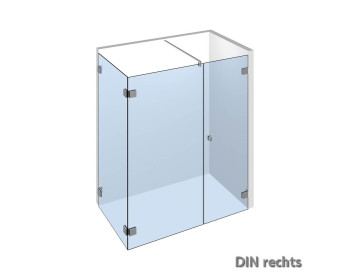 Nivello+ Eckdusche mit wandseitigem Duschtuerfluegel mit 2 Festteilen 90° zueinander stehend;DIN rechts