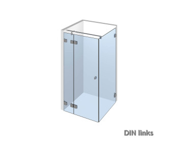 Echtglasdusche Nivello+ als Eckdusche mit wandseitigem Festteil daran im 180° Winkel die Duschtuer, dazu 90° Seitenteil;DIN links