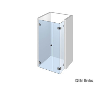 Eckdusche komplettes Glas mit Nivello+ Duschbeschlaegen als Eckdusche mit 180° Wandanschluss;DIN links