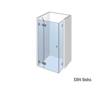 Nivello+ Eckdusche mit 180° Wandanschluss, Duschtuer 180° in der Front an wandseitigem Festteil;DIN links