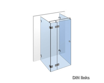 U-Dusche mit Nivello+ Duschbeschlaegen fuer innenseitig flaechenbuendige Befestigung im Glas;DIN links