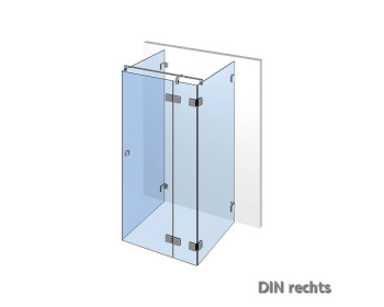 U-Dusche mit Nivello+ Duschbeschlaegen fuer innenseitig flaechenbuendige Befestigung im Glas;DIN rechts