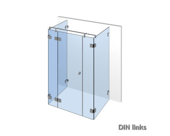 U-Dusche komlett aus Duschglas mit Beschlaegen im System Nivello+ - innen flaechenbuendig;DIN links