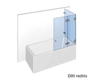 Badewannenaufsatz 90° ueber Eck mit Nivello+ Duschsystem fuer innen flaechenbuendige Ausfuehrung;DIN rechts
