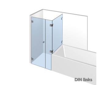 Eckdusche mit Wannenanschluß im System Nivello+ mit flaechenbuendiger Glasbefestigung;DIN links