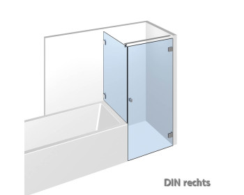 Eckdusche mit Badewannenaufsatz im flachenbuendigen Duschsystem Nivello+;DIN rechts