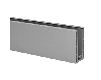 Q-railing EASY GLASS SMART - Geländerprofil zur Frontmontage an eine Wand - Herstellerbezeichnung "Bodenprofil zur Seitenmontage" - Abbildung mit Blendleiste